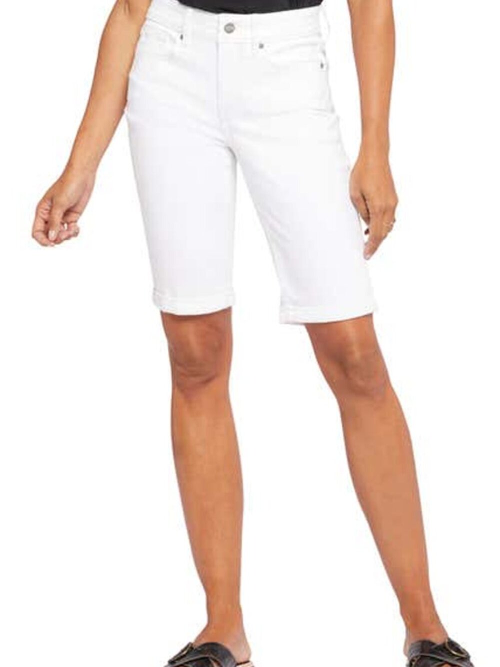 NYDJ White Briella Roll Cuff Denim Bermuda Shorts Size 10 Lift Tuck NWT
